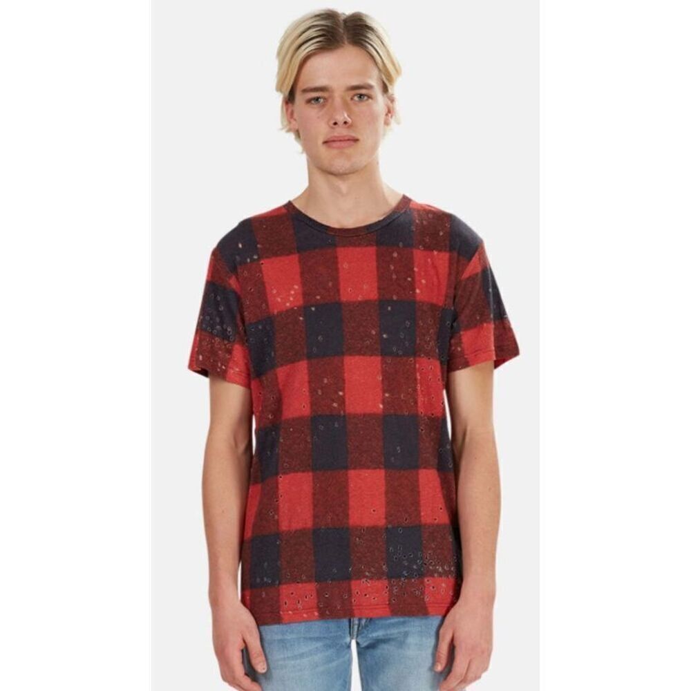 IRO ALESSIO TEE in BUFFALO CHECK in Red & Black NWT Size XS